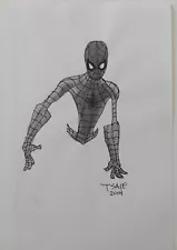 TIM SALE spider-man gray tone Sketch original art pencil ink