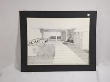 Pen And Ink Drawing Living Room Signed Line Art Unique Modern Art Clean