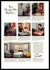 1937 Singer Sewing Machine Company "Your Daughter's Big Ideas" Color Print Ad