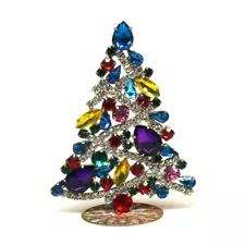 Czech Rhinestone Standing Zig-Zag Christmas Tree Multicolor* - FREE SHIPPING