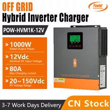 PowMr 12V 1000W Solar Hybrid Inverter Charger 150V MPPT 80A For Caravan Cabin