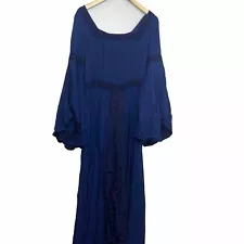 Holy Clothing Blue Square Neck Corset Maxi Renaissance Dress Women’s Size L