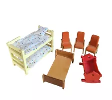 Vintage Miniature Doll House Wooden Furniture Bundle Bunk Beds