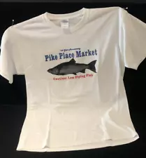 PIKE PLACE MARKET 100 Year Anniversary "Caution: Low Flying Fish" T-Shirt Large