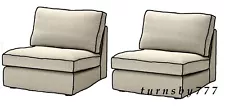 IKEA KIVIK Cover Teno Light Gray TWO One Seat Sofa Section Chair Slipcovers SALE