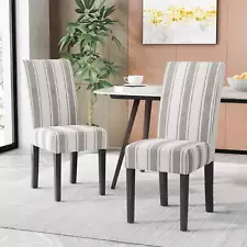 Dining Chair Grey Stripe Fabric