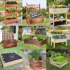 Square Garden Planter Box Raised Garden Bed Greenhouse for Flower Vegetable Herb