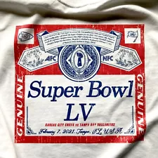 BUDWEISER SUPER BOWL SHIRT SOUVENIR Chiefs Buccaneers 2021 NFL BUD Cheap Sale KC