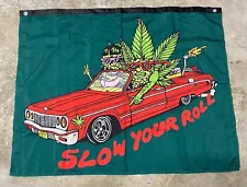 Killer Acid Slow Your Roll Pot Weed Stoner Art Psychedelic Flag Banner Tapestry