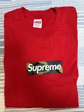 ð¨ RED SUPREME FW23 CAMO BOX LOGO TEE SHIRT SIZE M