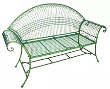 Wrought Iron Metal Garden Porch Patio Furniture Bench Seat Verdigris Finish