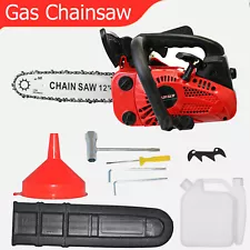 12'' Gas Chainsaw Top Handle Gasoline Chain Saw Wood Cutting 25.4CC 2-Stroke 1KW