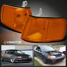 Fits 1990-1991 Honda CRX Amber Turn Signal Lamps Corner Lights Pair Replacement (For: Honda CRX)