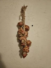 Large Vintage Hanging Ceramic 12 Garlic Bulbs on a Rope Rustic Kitchen Decor