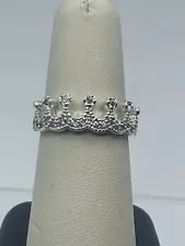 Beautiful Sterling Silver 925 Princess Crown Cubic Zirconia Ring - 8” - 2.8g