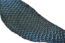 Real fish skin TILAPIA blue metallic Black