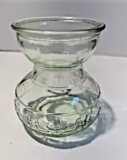 Glass Bulb Forcing Vase With Embossed Flower - lightly Green