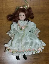 New Listing6.5" Small Porcelain Girl Doll Auburn Hair Jointed READ