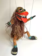 Very Special Vintage 1970s Nepalese Dancing Dragon Wooden Marionette Puppet