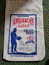 Vintage Cloth Seed Bag Grass America’s Select Ferry Morse Red Blue playground