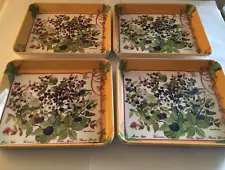 Set of 4 Design Imports Small Mixed Blueberries Berry Bush Melamine Trays Italy