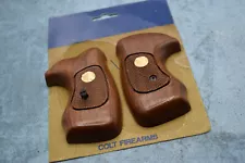 Colt Checkered Wood Grips Gold Medallion King Cobra used nice