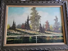 WILLIAM (BILL) ALEXANDER ORIGINAL OIL ON 36X24 CANVAS TREES LANDSCAPE PAINTING