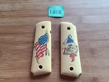 Colt 1911 1911A1 Patriotic American Flag and Eagle Grips Faux Ivory Very Good