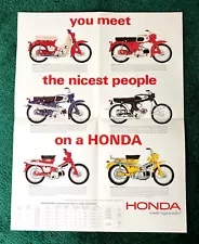 ORIG 1965 HONDA MOTORCYCLE BROCHURE POSTER SUPER 90 TRAIL CT-200 CUB 50 CA-102