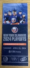 NY Islanders vs Carolina Playoffs Commemorative Ticket April 25, 2024 Game 3