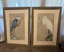 2X Art LaMay Heron Print Double Signed Numbered Framed Limited Edition