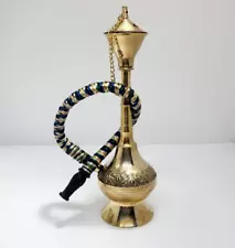 Golden Antique Designer Mini Brass Hookah Showpiece For Decoration ,Medium Sized