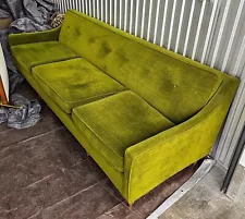 vintage Mid Century mcm Green upholstered couch sofa - firm & comfortable