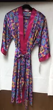 Delicates Polyester Satan Feel Womens Colorful Kimono Robe Size M Tie Waist NWT