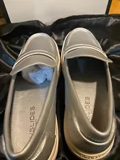 LOAFERS, J/SLIDES SILVER LUXE NOA, WOMENS SIZE 11 - MEMORIAL WEEKEND SALE!!!