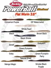 SALE - 3.6" Berkley PowerBait MaxScent Flat Worm Drop Shot Lure - Choose Color