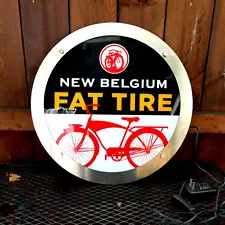 VTG NEW BELGIUM FAT TIRE LIGHTED BEER BAR SIGN WITH EARLY BICYCLE LOGO. WORKS!