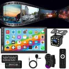 7" Car Radio For Apple/Andriod Carplay Car Stereo Touch Screen Double Din+Camera