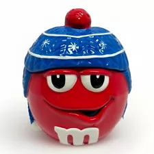 M&M’s Red Ceramic Cookie Jar w/ Lid- Winter Christmas Holiday Mars Candy