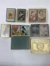 9 Decks Vintage Playing Cards W Cases Congress Gainsborough Fairchild Excellent