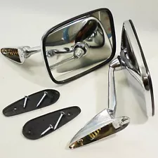 FOR 1972-85 FORD COURIER PICKUP TRUCK BLACK FENDER MIRRORS CHROME SIDE VIEW PAIR (For: 1980 Ford Courier)