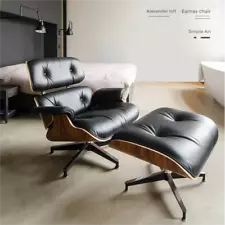 Eames Herman Miller Walnut Lounge Chair And Ottoma 670-671 - Black Leather