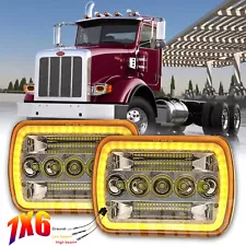 Pair 7x6'' 5x7'' LED Headlights DRL Turn Light For Peterbilt 365 367 379 386 389 (For: More than one vehicle)