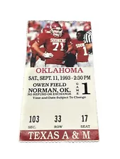 1993 Oklahoma Sooners Texas A&M Aggies Football Ticket Stub Norman OU 9/11/1993