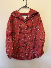 Vintage LL Bean Jacket Womens Medium Red Bandana Pullover Ski Coat Anorak