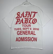 Saint Pablo Tour Shirt Kanye West General Admission Yeezy White Large