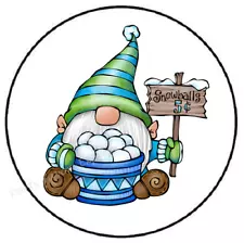 SNOWBALLS FOR SALE GNOME WINTER ENVELOPE SEALS LABELS STICKERS PARTY FAVORS