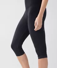 Lululemon In The Flow Crop Leggings Sz 4 Ruched Gym Athleisure Yoga Seamless