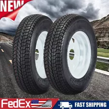 Set of 2, ST175/80D13 Trailer Tires with Rims, Load Range C, 5 Lug on 4.5", 6PR