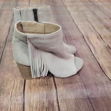 Kenneth Cole Reaction Womens Boots Beige Size 6 M Fridah Show 3.5" Open Toe Zip